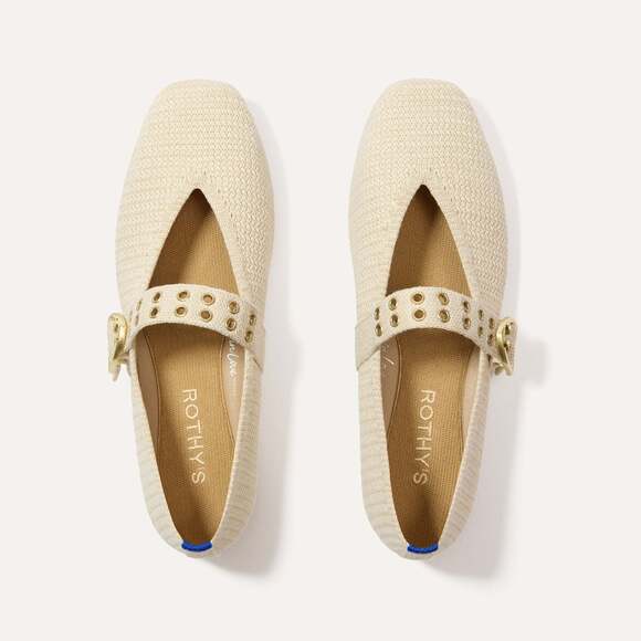 Rothy's Shoes - Rothy's The Max Buckle Mary Jane - Cream Woven Size 7.5
